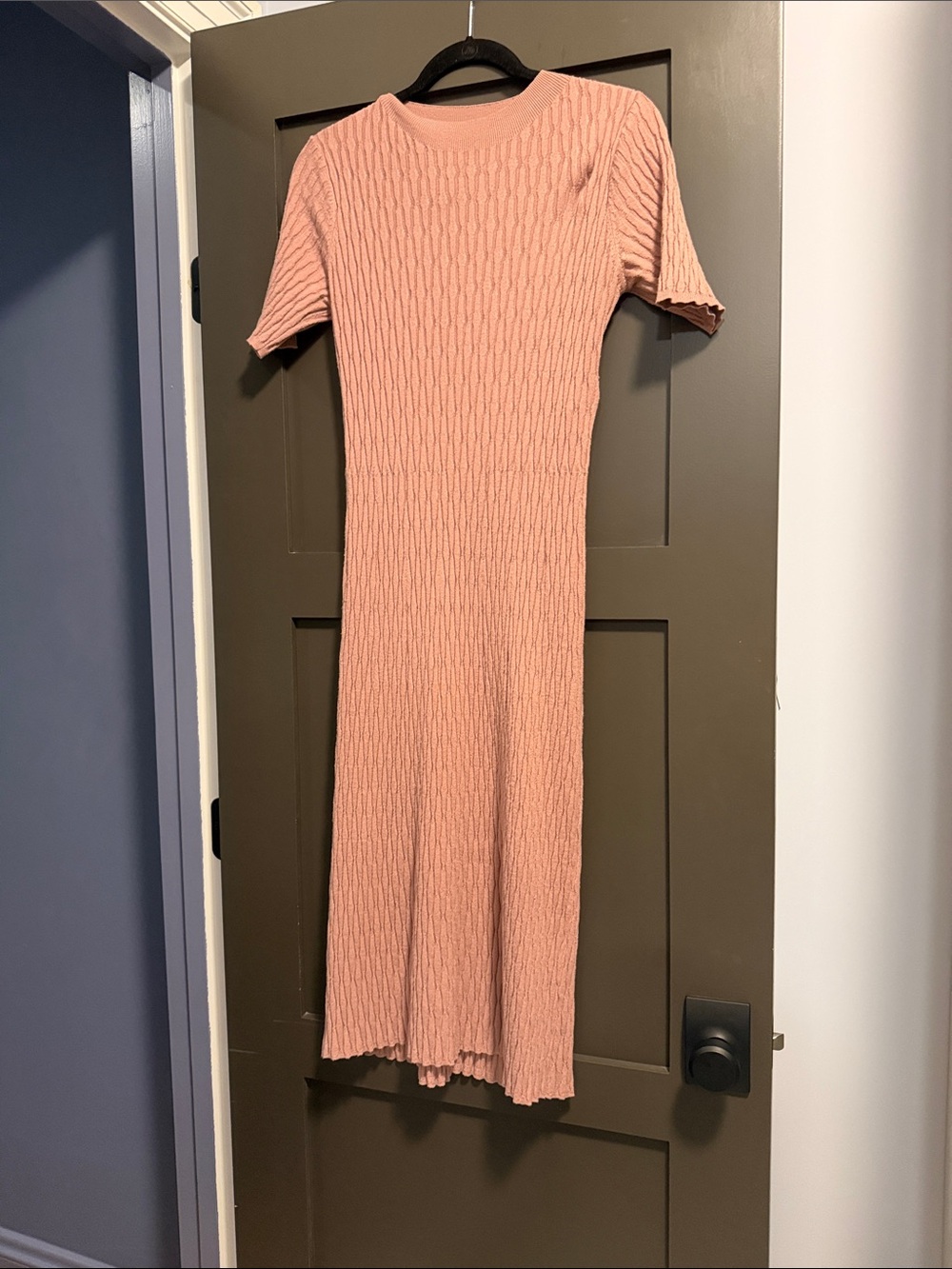 Varley Ribbed Knit Midi Dress in Dusty Rose Size Small